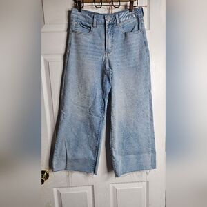 Oat New York Women's Blue Cropped Wide Leg Jeans Size 27